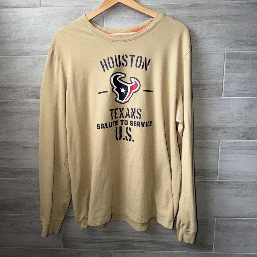 Nike Houston Texans NFL Salute to Service Dri-FIT Long Sleeve Shirt Men's XL Tan